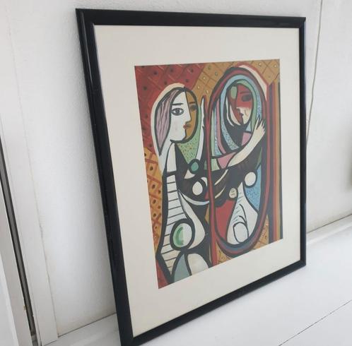 Schilderij replica Picasso "meisje voor de spiegel" + lijst, Antiek en Kunst, Kunst | Litho's en Zeefdrukken, Ophalen
