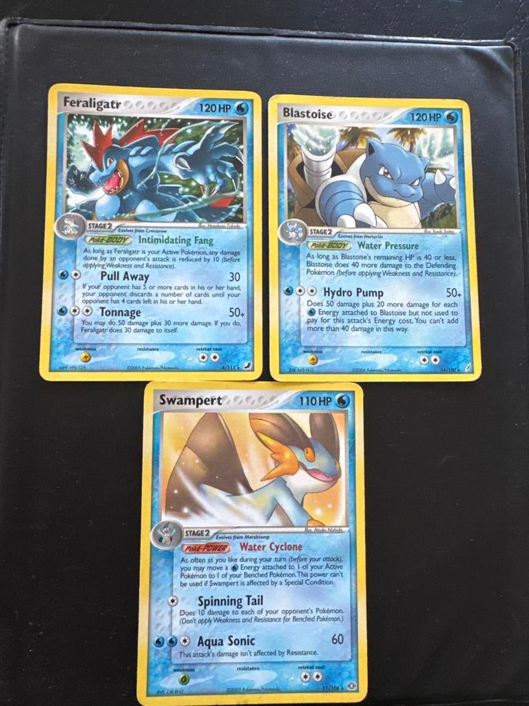 Pokémon Kaarten - Feraligatr, Blastoise, Swampert, Ophalen, Gebruikt, Losse kaart