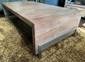 Salontafel Elba - Acacia hout & Glas (130x70 cm) beschikbaar voor biedingen