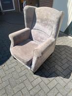 Grijze Stoffen Oorfauteuil Velvet stof, Huis en Inrichting, Fauteuils, Ophalen, Gebruikt, Stof, 75 tot 100 cm