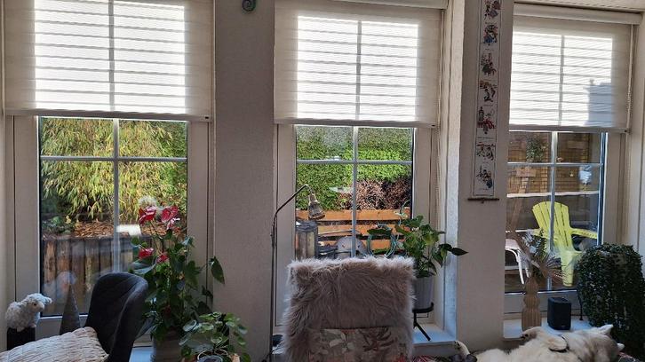 4x Duo Rolgordijn, Huis en Inrichting, Stoffering | Gordijnen en Lamellen, Zo goed als nieuw, 200 cm of meer, 100 tot 150 cm, Beige