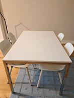 IKEA TORSBY Tafel + 4 Ikea Leifarne Stoelen - Wit Hoogglans, 100 tot 150 cm, Zo goed als nieuw, Modern, Rechthoekig
