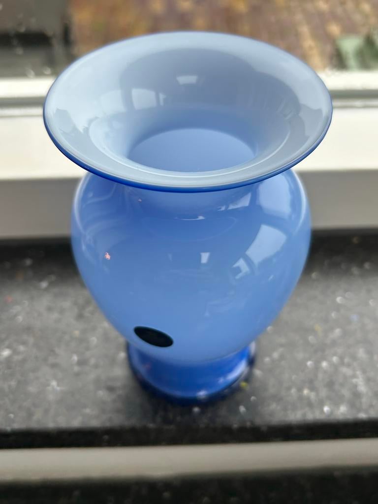 Kristallen vaas Royal Copenhagen, Blauw, Ophalen of Verzenden, Minder dan 50 cm, Glas