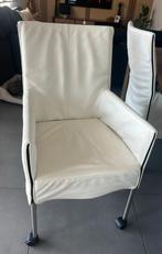 8x Wit lederen design stoelen (np. €500/stuk), Wit, Ophalen of Verzenden, Zo goed als nieuw, Metaal