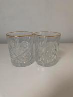 Twee wishkeyglazen met goud randje, Glas of Glazen, Nieuw, Ophalen of Verzenden, Glas
