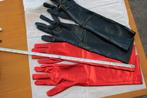 BD18 zwarte en rode handschoenen, stretch kunstleer........., Maat 42/44 (L), Nieuw, Ophalen of Verzenden, Boven de knie