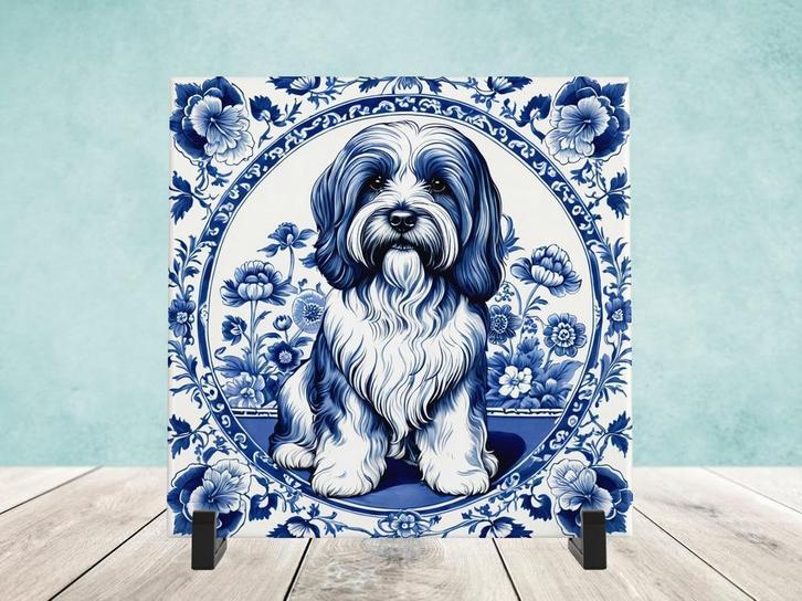 Tibetaanse Terriër Delfts Blauw tegel incl voet, Huis en Inrichting, Woonaccessoires | Overige, Nieuw, Ophalen of Verzenden