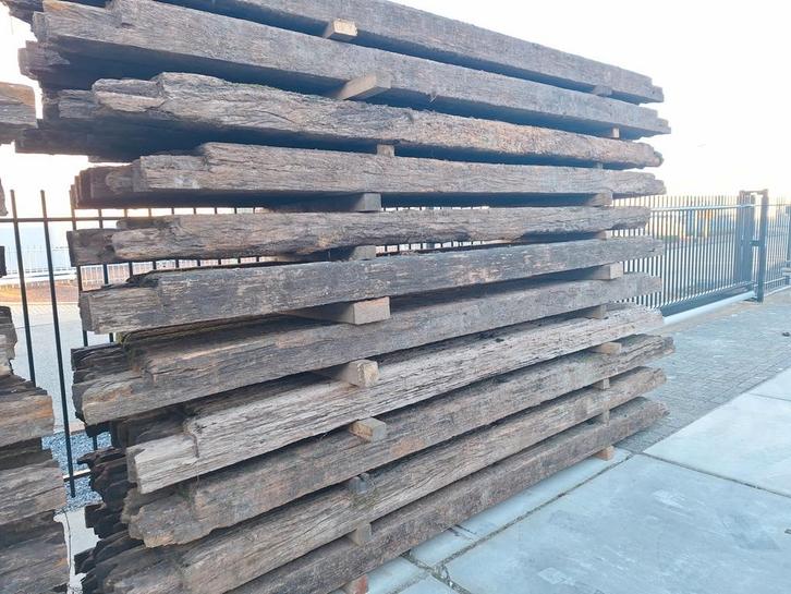 Robuuste  hardhouten  balken palen azobe 18x18cm, Tuin en Terras, Palen, Balken en Planken, Gebruikt, Balken, 250 cm of meer, Ophalen