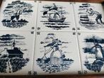 Delfts Blauw Tegeltableau op Houten Dienblad, Antiek en Kunst, Antiek | Wandborden en Tegels, Ophalen of Verzenden