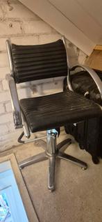 Vintage Kappersstoel / Bureaustoel Zwart Leer, Huis en Inrichting, Ophalen, Gebruikt, Zwart, Bureaustoel