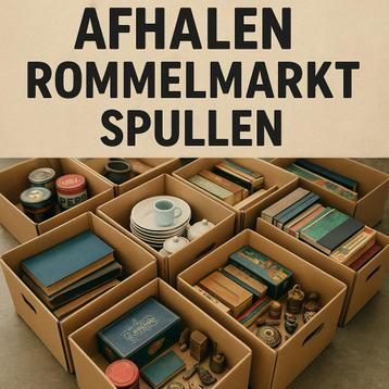 Afhalen: dozen met rommelmarkt spullen (ook gratis!) beschikbaar voor biedingen