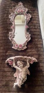 Capodimonte porseleinen spiegel met console, Antiek en Kunst, Ophalen, Overige vormen, Minder dan 50 cm, 100 tot 150 cm