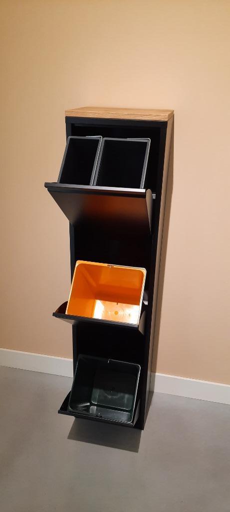 Afvalbak hoog 4 emmers en massief eiken paneel - totaal 49L, Huis en Inrichting, Keuken | Keukenbenodigdheden, Nieuw, Ophalen of Verzenden