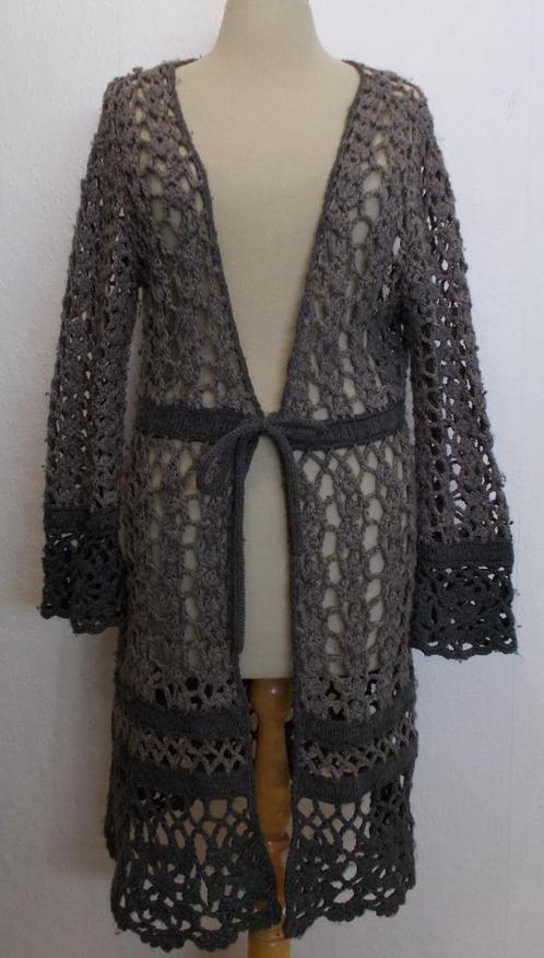 Ibiza/hippie/boho look bruintinten gehaakt vest! L, Kleding | Dames, Truien en Vesten, Zo goed als nieuw, Maat 42/44 (L), Overige kleuren