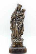 Metalen Maria Sterre der Zee beeldje op houten sokkeltje, Antiek en Kunst, Antiek | Religie, Ophalen of Verzenden