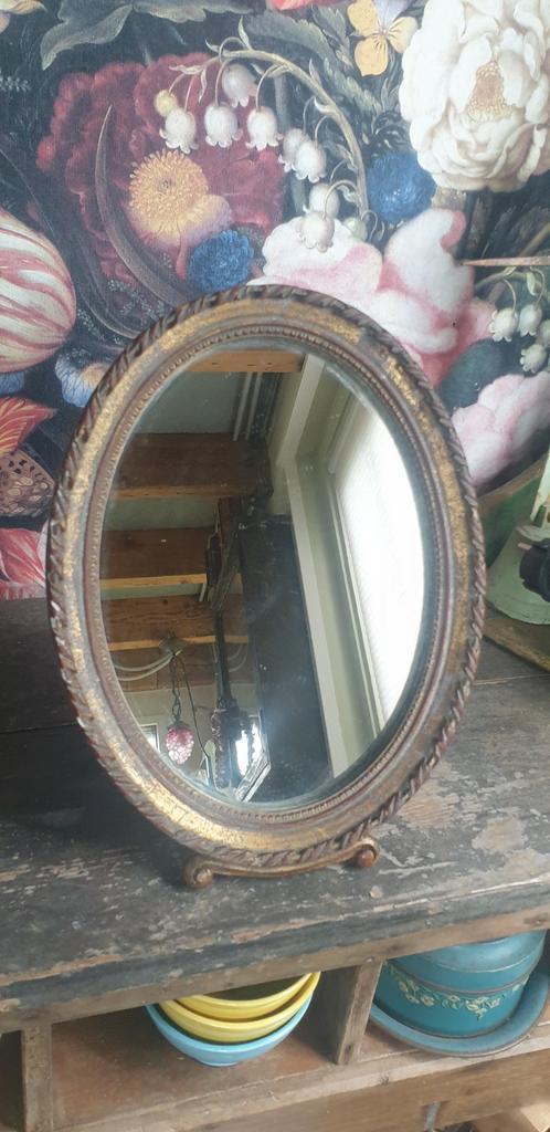 Antiek Frans bois doré spiegeltje spiegel houten achterkant, Antiek en Kunst, Curiosa en Brocante, Ophalen of Verzenden