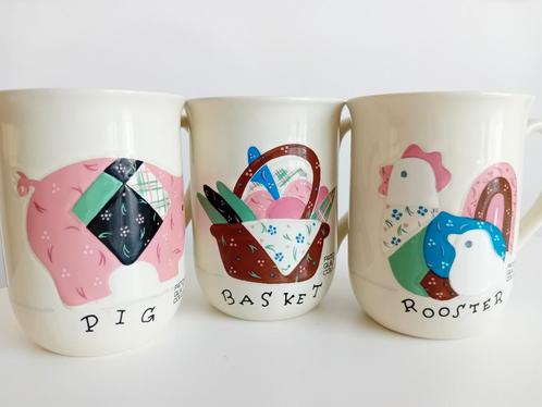 Bijzondere patchwork work mokken, Huis en Inrichting, Keuken | Servies, Zo goed als nieuw, Kop(pen) en/of Schotel(s), Overige stijlen