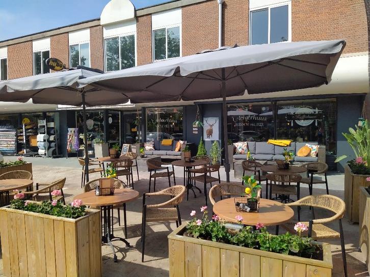 Parasol met granieten voet, Tuin en Terras, Parasols, Gebruikt, Overige typen, 2 tot 3 meter, Ophalen