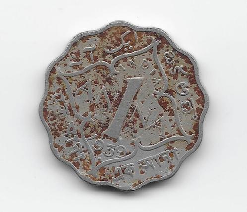 Brits-Indië 1 anna 1939 (Bombay - type 1) KM# 536, Postzegels en Munten, Munten | Azië, Losse munt, Zuid-Azië, Verzenden