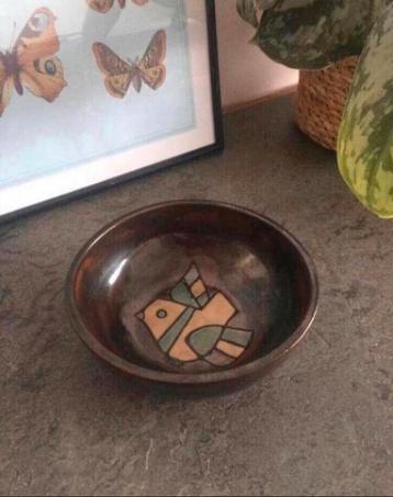💝 Vintage retro HENK POTTERS kom schaaltje bruin vogel beschikbaar voor biedingen