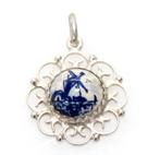 Prachtige Ronde Zilver Delfts Blauw Molen Hanger, Gebruikt, Overige voorstellingen, Verzenden, Zilver