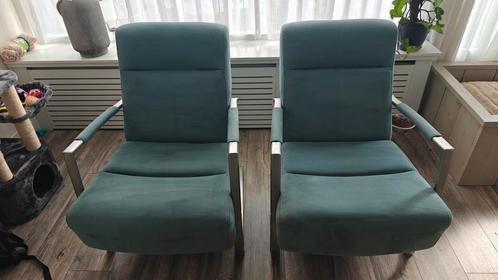 2x nette fauteuils blauw, Huis en Inrichting, Fauteuils, Zo goed als nieuw, Overige materialen, 50 tot 75 cm, Ophalen