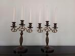 2 artdeco kandelaars voor kaarsen, Ophalen, Gebruikt, Metaal, Kandelaar