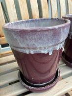 Potten voor op terras 2 stuks, Tuin en Terras, Bloempotten, Steen, Gebruikt, Rond, Ophalen of Verzenden