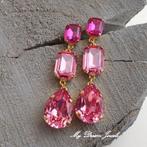 Oorstekers met Swarovski Crystal "Glamour Pink", Met kristal, Overige materialen, Verzenden, Nieuw