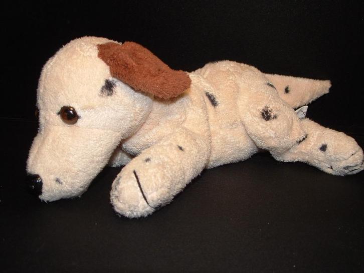 MOOIE HOND ZACHTE BADSTOF CREMEWIT MET ZWARTE, Kinderen en Baby's, Speelgoed | Knuffels en Pluche, Nieuw, Overige typen, Verzenden