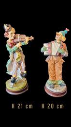Muzikale Clown Beeldjes - Set van 2, Antiek en Kunst, Kunst | Beelden en Houtsnijwerken, Ophalen of Verzenden