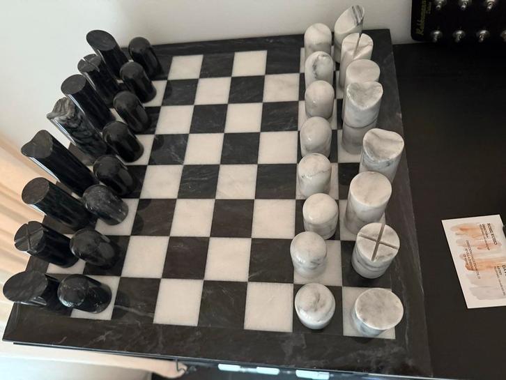 Marmeren Schaakbord Set, Antiek en Kunst, Antiek | Overige Antiek, Ophalen