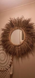 Rieten Spiegel met Decoratie, Huis en Inrichting, Woonaccessoires | Spiegels, Ophalen, Zo goed als nieuw, Rond, 50 tot 75 cm