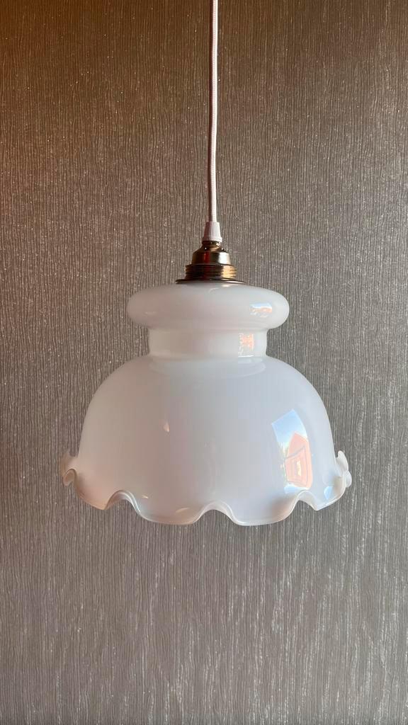 Melk glazen lampenkappen. Set 2, Huis en Inrichting, Lampen | Lampenkappen, Gebruikt, Minder dan 25 cm, Rond, Wit, Ophalen of Verzenden