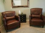 Comfortabele en zeer degelijke lederen fauteuils 2 stuks, Huis en Inrichting, Fauteuils, Ophalen, Gebruikt, Klasiek, 50 tot 75 cm