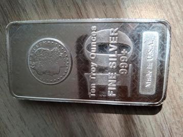 Zilverbaar 10 troy ounce van € 495 voor € 450 Made in U.S.A. beschikbaar voor biedingen