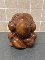 Houten Beeld Zittende Figuur Handgesneden Decoratie Kunstwer, Ophalen of Verzenden