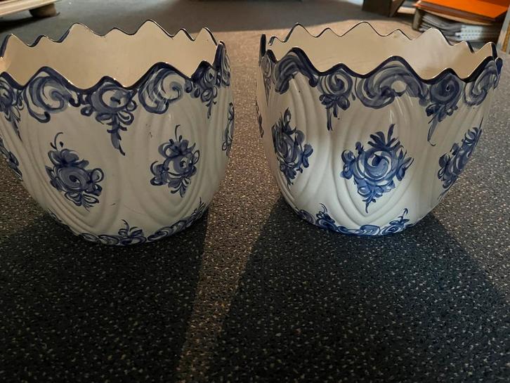 2 Unieke Sierpotten - Handbeschilderd, Huis en Inrichting, Woonaccessoires | Vazen, Gebruikt, Overige kleuren, Minder dan 50 cm