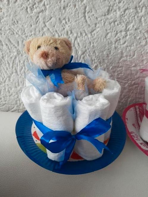 Blauwe luiertaart beertje geboorte jongen kraamfeest kado. M, Kinderen en Baby's, Kraamcadeaus en Geboorteborden, Nieuw, Ophalen of Verzenden