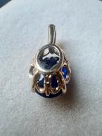14k Gouden hanger met natural saffier, Gebruikt, Blauw, Ophalen of Verzenden, Met edelsteen
