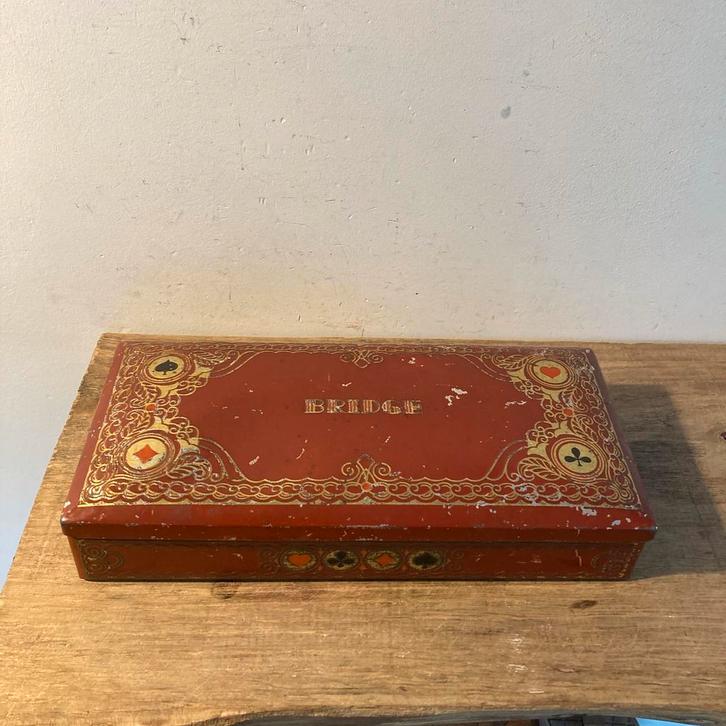 Vintage Bridge Doos met Kaarten, Antiek en Kunst, Curiosa en Brocante, Ophalen of Verzenden