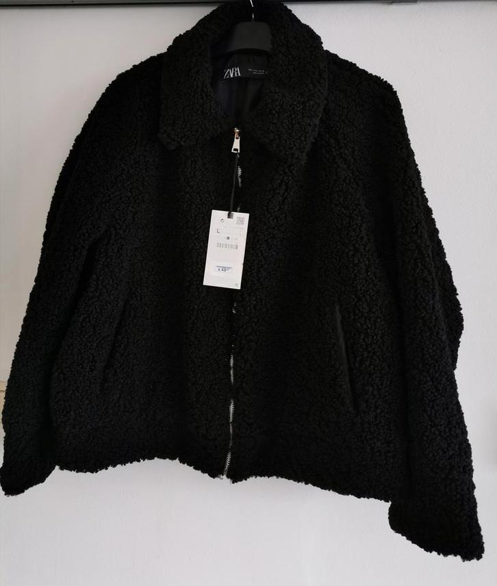 ZARA teddy jack mt. L, Kleding | Dames, Jassen | Winter, Nieuw, Maat 42/44 (L), Zwart, Verzenden