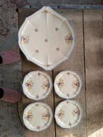 Gebakschaal met 4 bordjes Société Céramique Maastricht, Antiek en Kunst, Antiek | Servies los, Ophalen of Verzenden