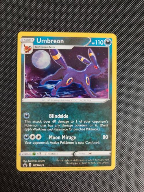 Umbreon SWSH129 NM Pokemon, Hobby en Vrije tijd, Verzamelkaartspellen | Pokémon, Zo goed als nieuw, Losse kaart, Foil, Ophalen of Verzenden