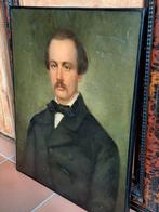 19e eeuws portret, olie op doek, gesigneerd Ch.Wallem 1855, Antiek en Kunst, Kunst | Schilderijen | Klassiek, Ophalen of Verzenden