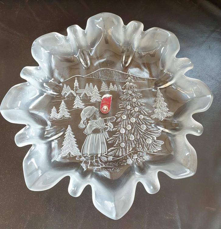 Retro Vintage Grote Zware Glazen Schaal Walther Glas Kerst, Antiek en Kunst, Antiek | Glas en Kristal, Ophalen of Verzenden