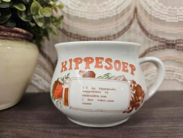 Vintage soepkom kippesoepkom met recept beschikbaar voor biedingen