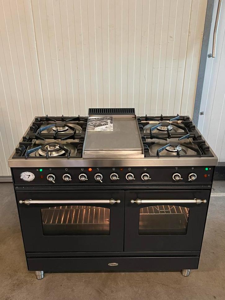 Luxe Boretti 100 cm fornuis antraciet – 5 pits met fry-top, Witgoed en Apparatuur, Fornuizen, Ophalen of Verzenden