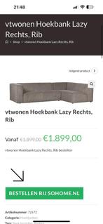 ZGAN VT Wonen Ribstof Hoekbank Lazy - Taupe - 283x180, Huis en Inrichting, Banken | Bankstellen, Ophalen, 250 tot 300 cm, -, Hoekbank
