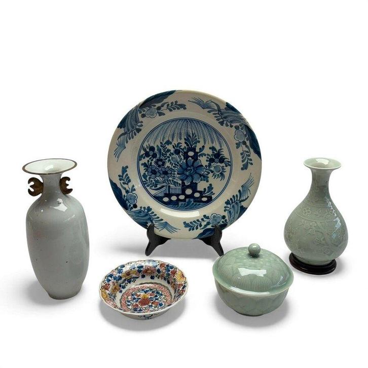 Lot diversen, o.a. Tichelaar Makkum en celadon (5x), Antiek en Kunst, Antiek | Keramiek en Aardewerk, Ophalen of Verzenden